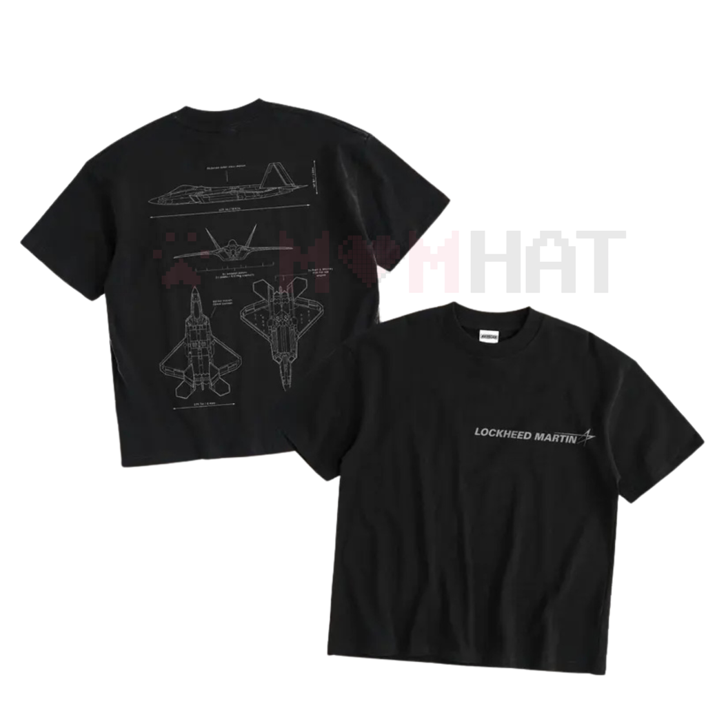 WARBORN F-22 Raptor Blueprint Double Sides T-Shirt – Vintage Lockheed Martin Graphic Tee