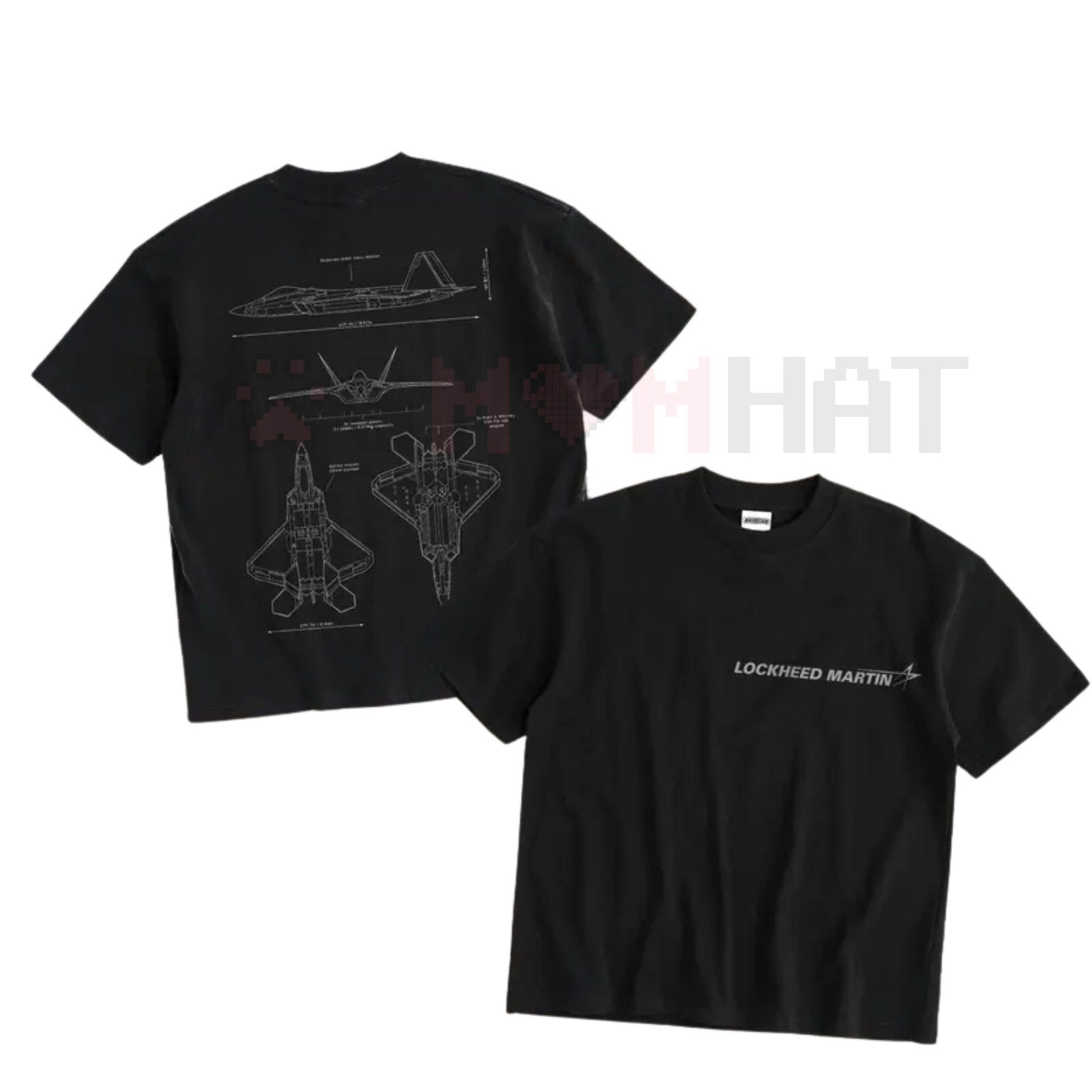 WARBORN F-22 Raptor Blueprint Double Sides T-Shirt – Vintage Lockheed Martin Graphic Tee