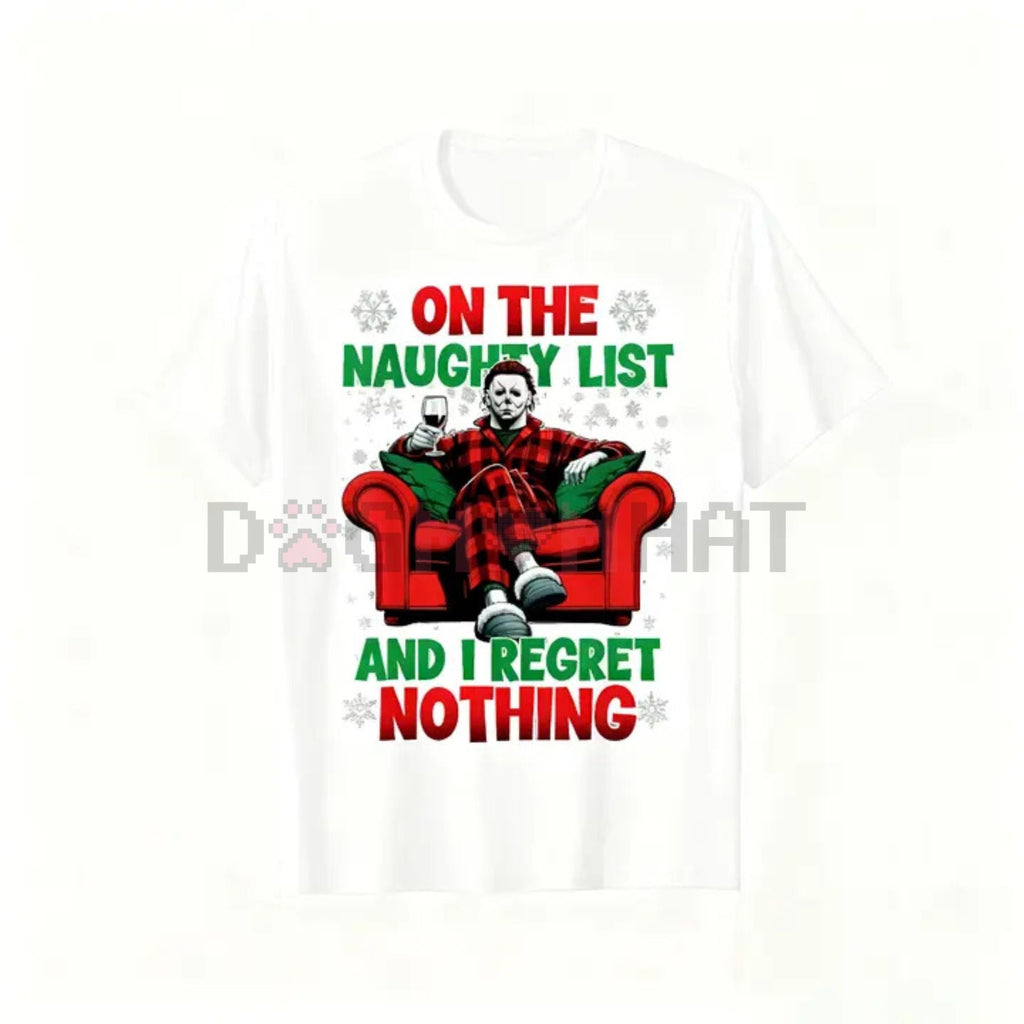 Men's Horror Christmas 'Naughty List' Dark Humor T-Shirt