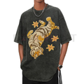 Lazy Tiger Unisex Vintage Washed T-Shirt – Funny Retro Streetwear Tee Gift for Him/Her