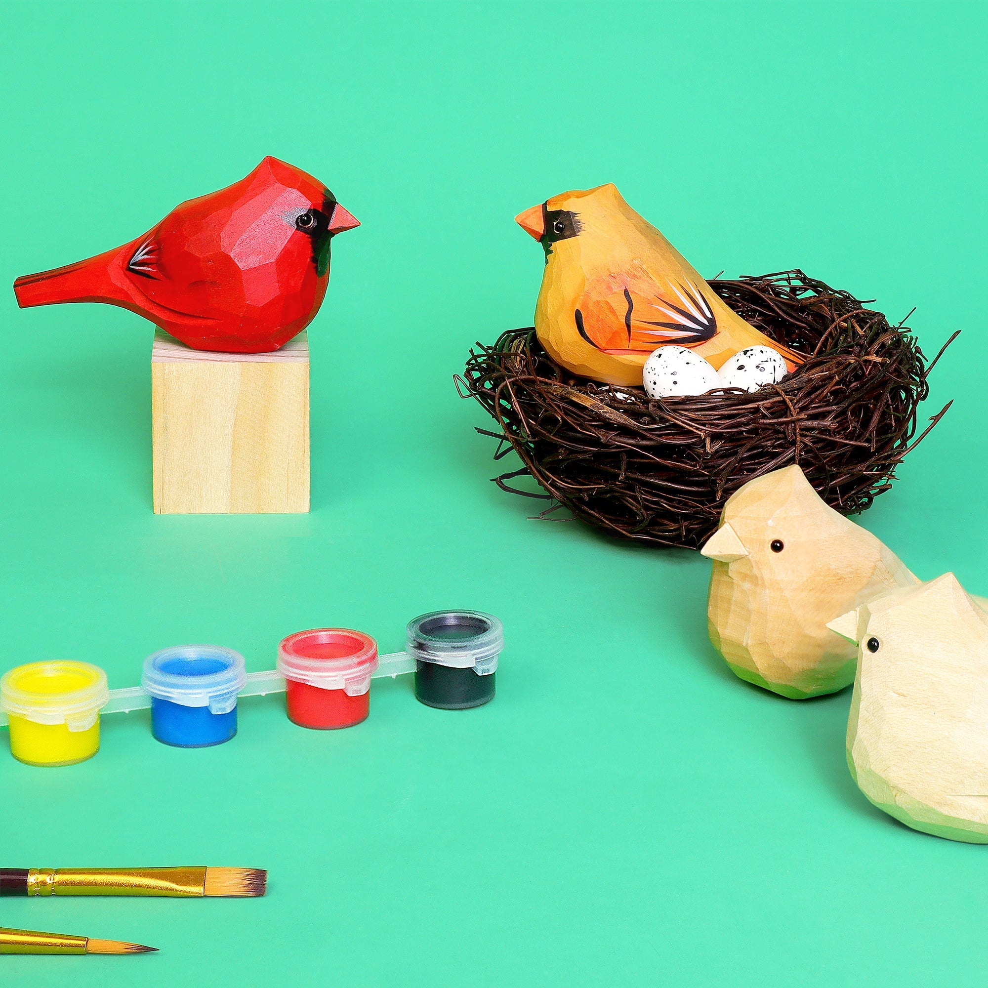 Hand-Carved Cardinal Bird DIY Painting Kit – Nature-Inspired Decor & Gifts