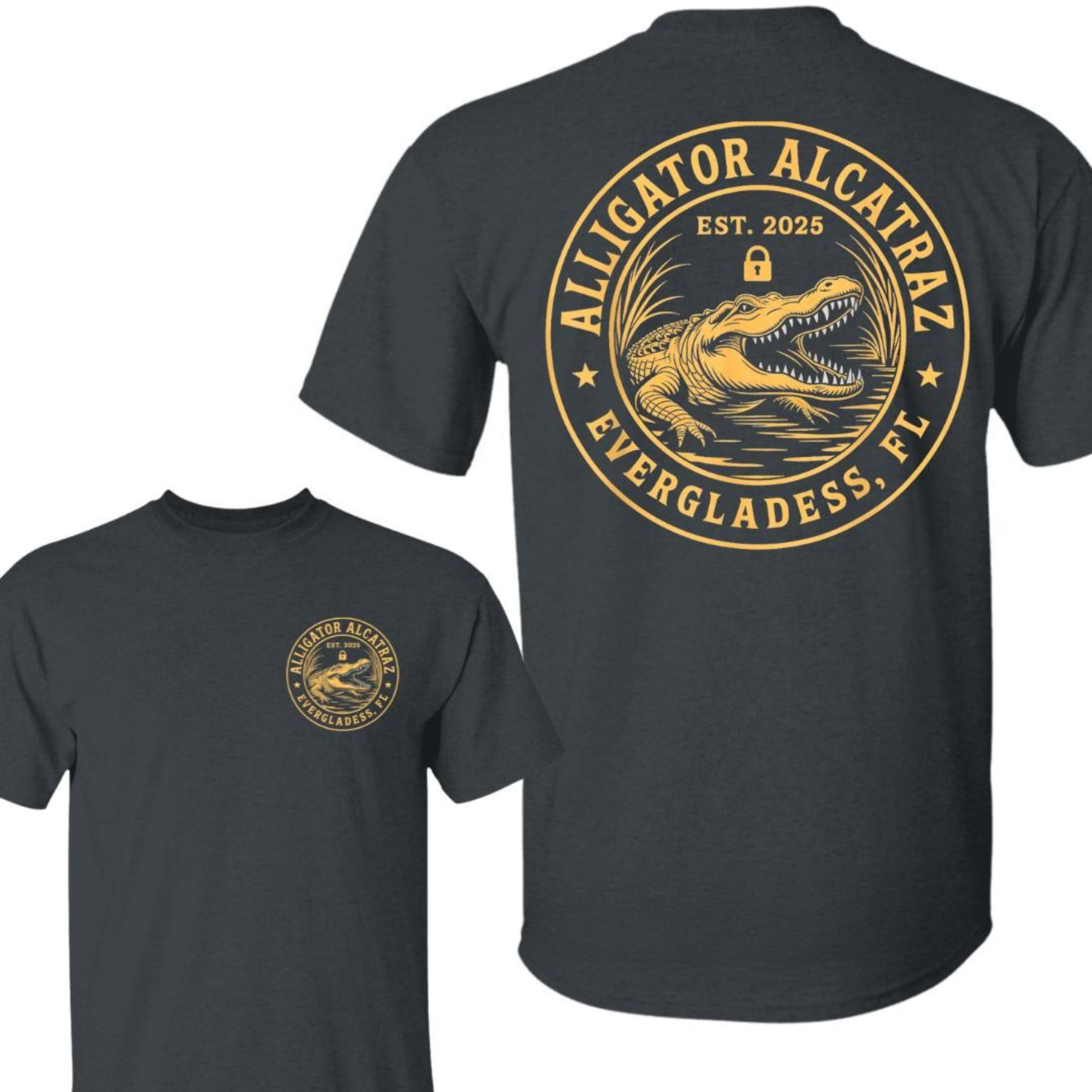 Alligator Alcatraz Florida T-Shirt – Funny Everglades Retro Graphic Tee, Dark Humor Cotton Shirt for Men & Women