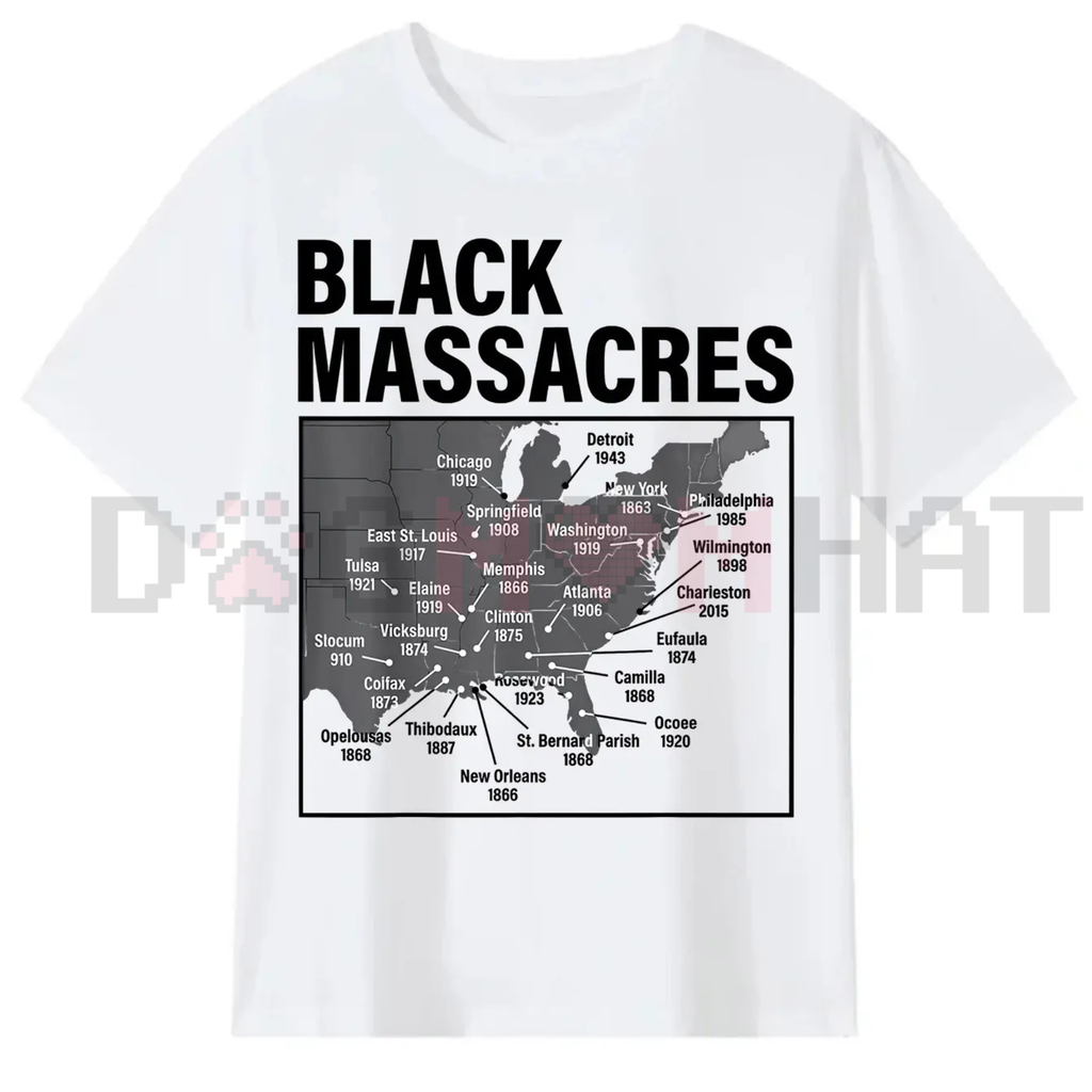 Black Massacres History Map T-Shirt