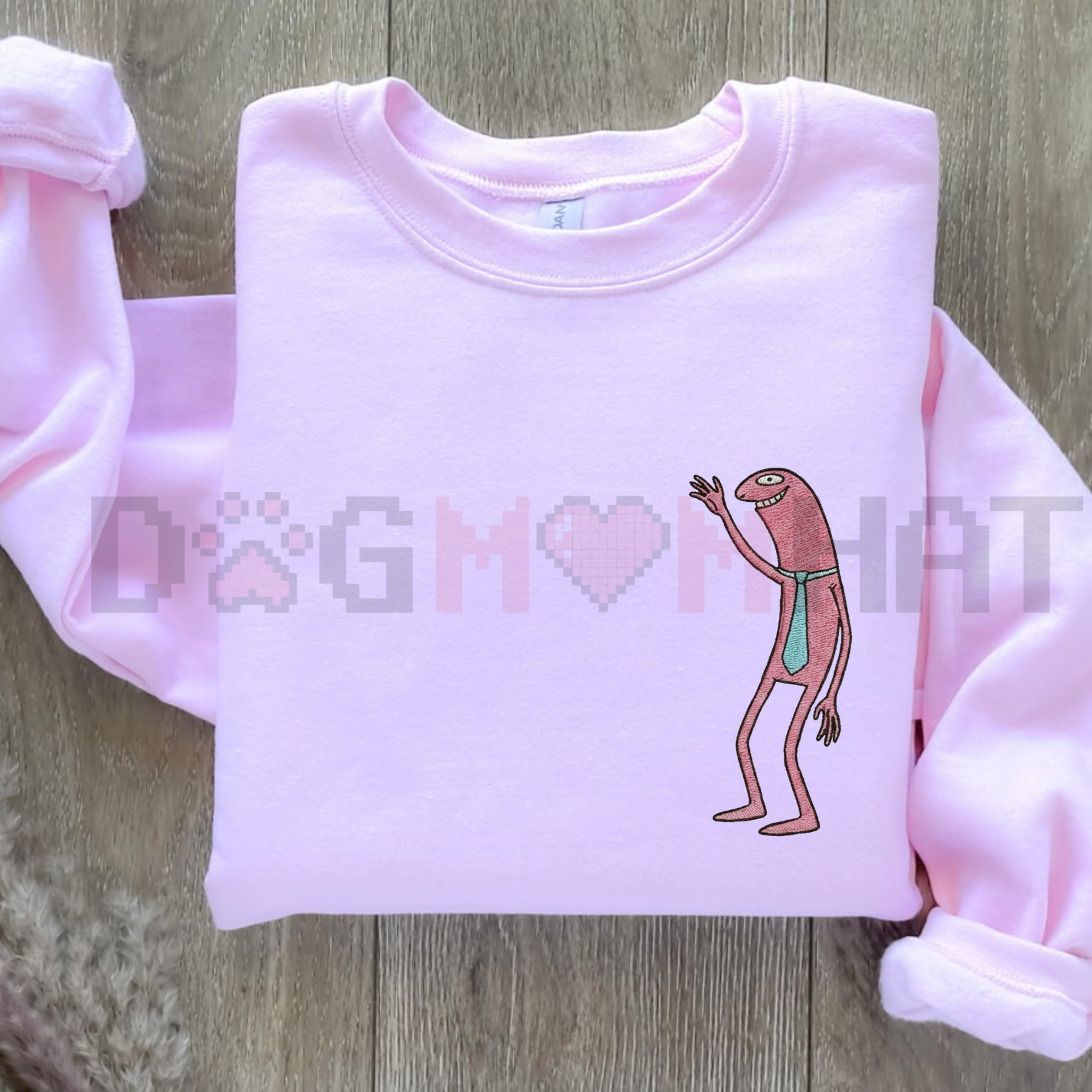 Pim & Charlie Smiling Friends Embroidered Crewneck