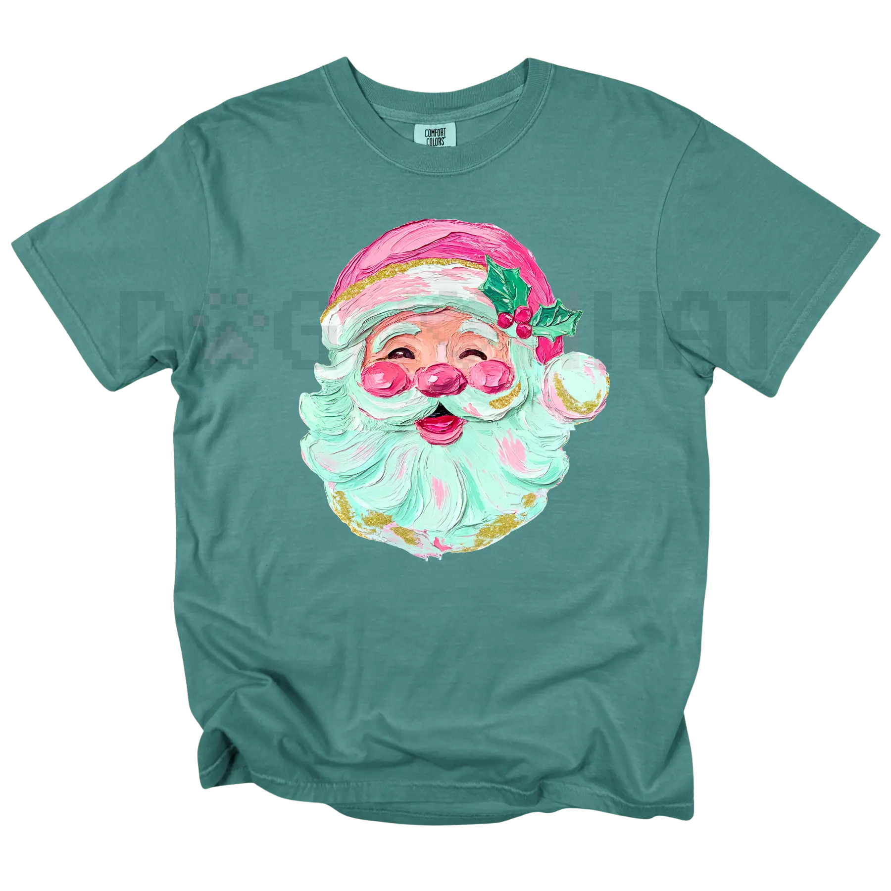 Pink Painted Santa Comfort Colors® T-Shirt – Unique Christmas Holiday Tee