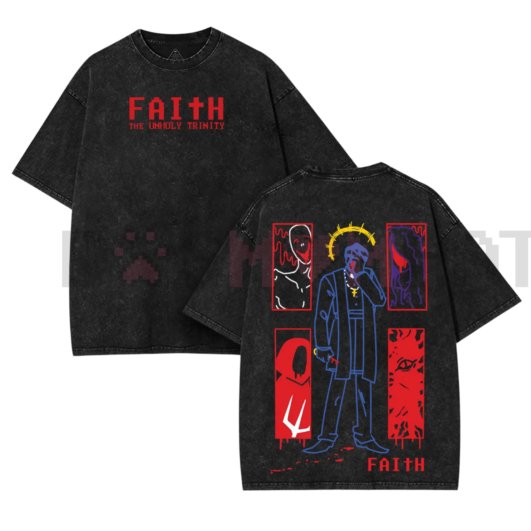 FAITH Horror Game Vintage Washed Tee