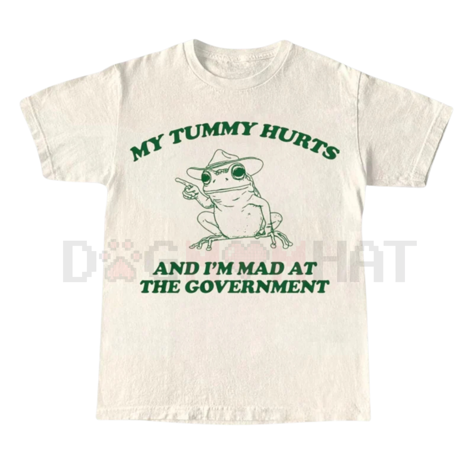 My Tummy Hurts And I'M Mad At The Government" Retro Frog Meme T-Shirt – Funny Unisex Adult Tee