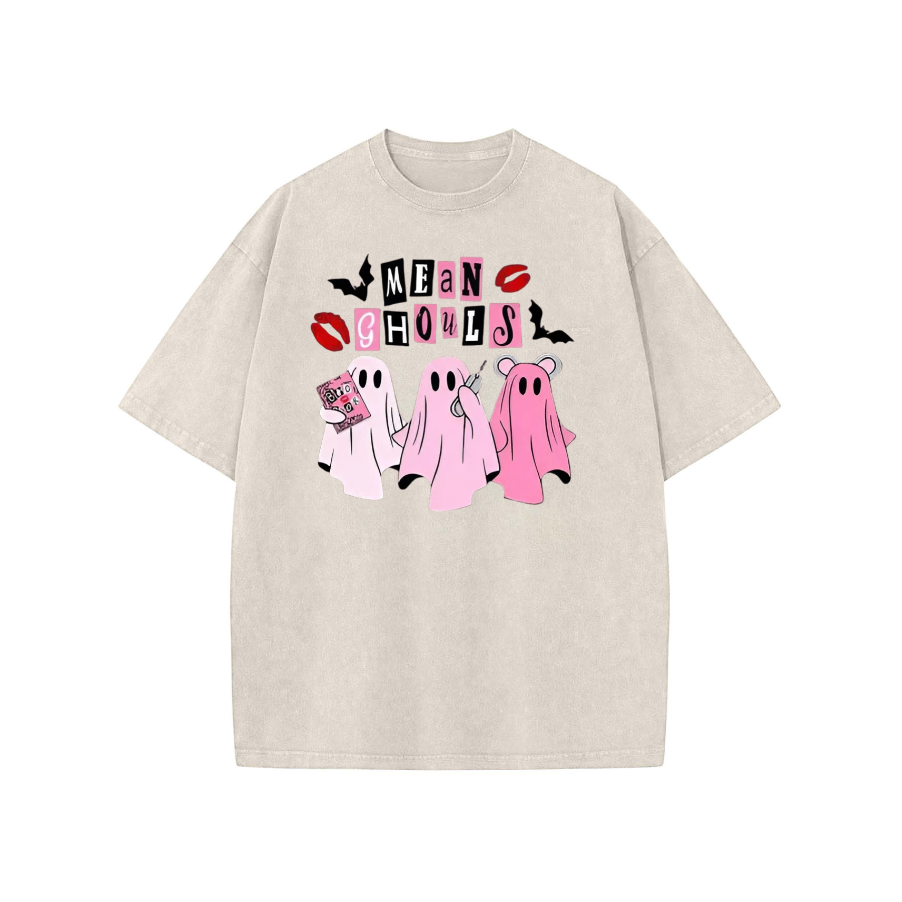 Unisex "Mean Ghouls" T-Shirt – Halloween Streetwear Tee, Washed Vintage Style