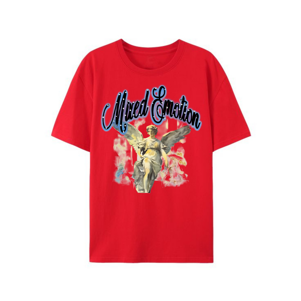Y2K Street Style T-Shirt - Retro Angel & Flame Graphic Tee