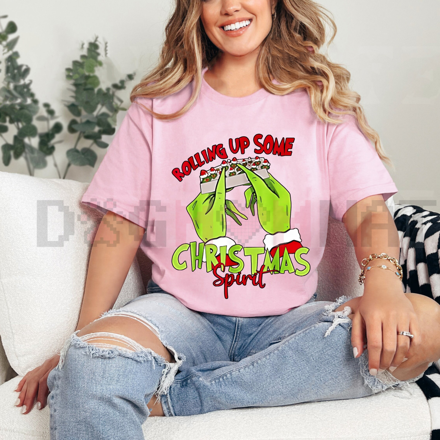 Christmas Spirit Grinch Hands Rolling Joint T-Shirt