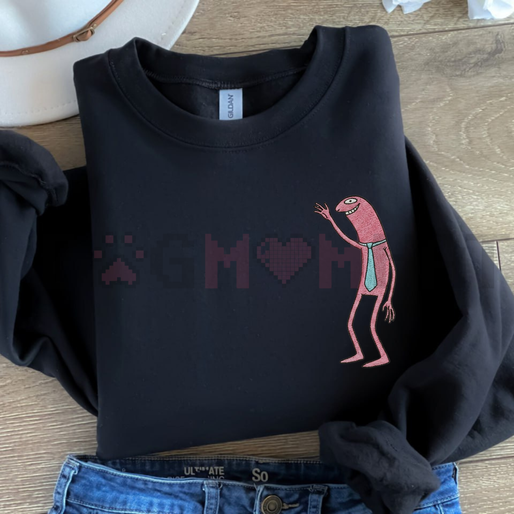 Pim & Charlie Smiling Friends Embroidered Crewneck
