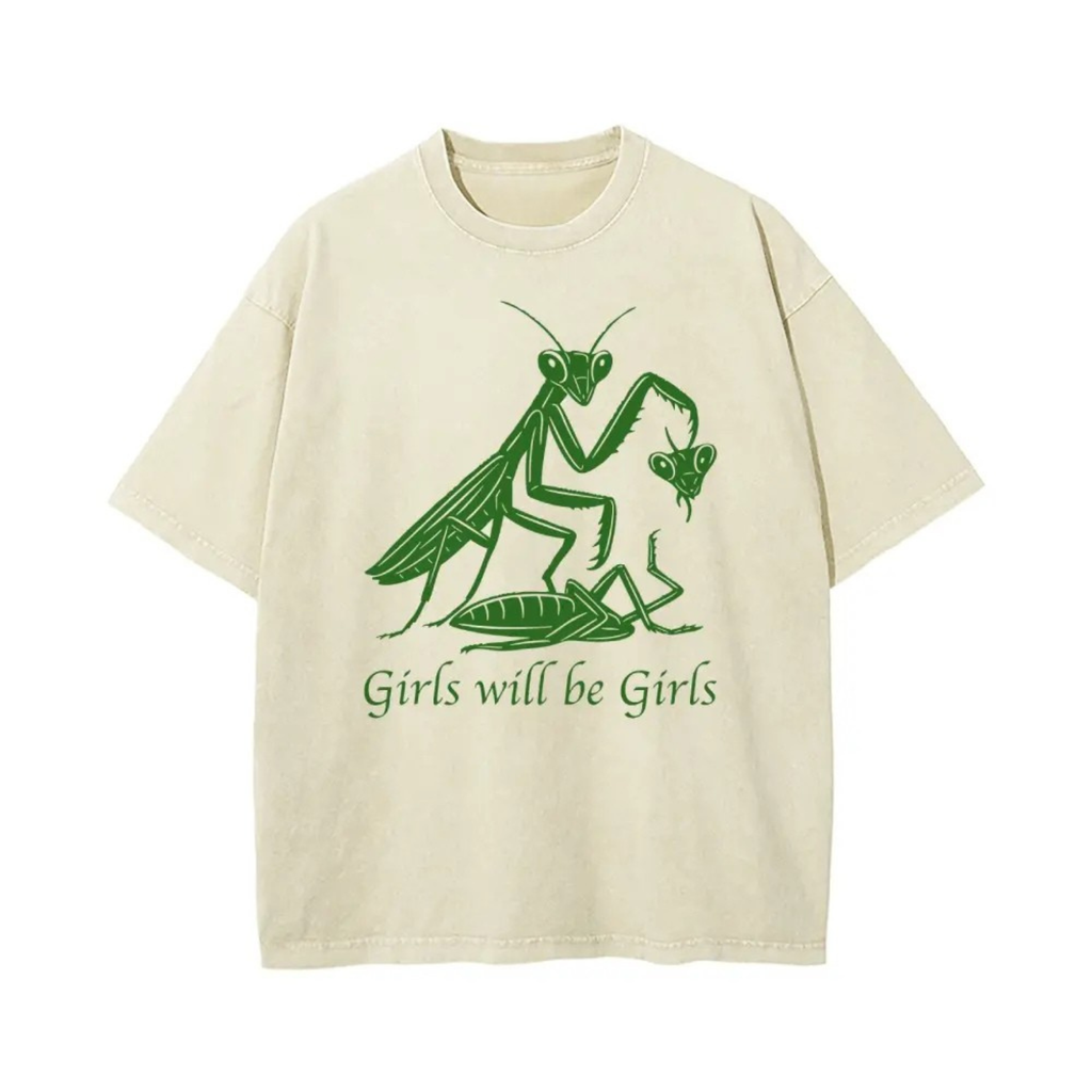 "Girls Will Be Girls" Oversize Unisex Washed T-Shirt