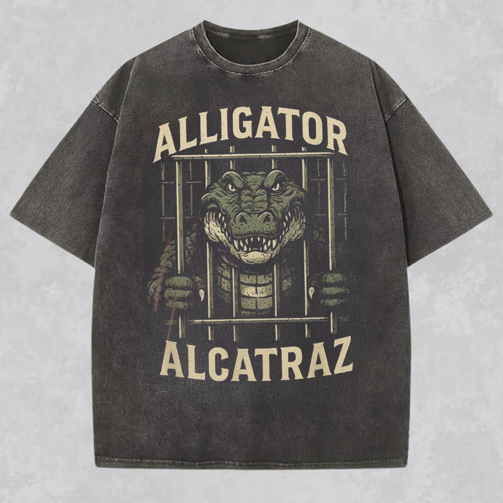 Alligator Alcatraz T-Shirt – Funny Graphic Tee for Animal Lovers, Unisex Heavy Cotton Shirt