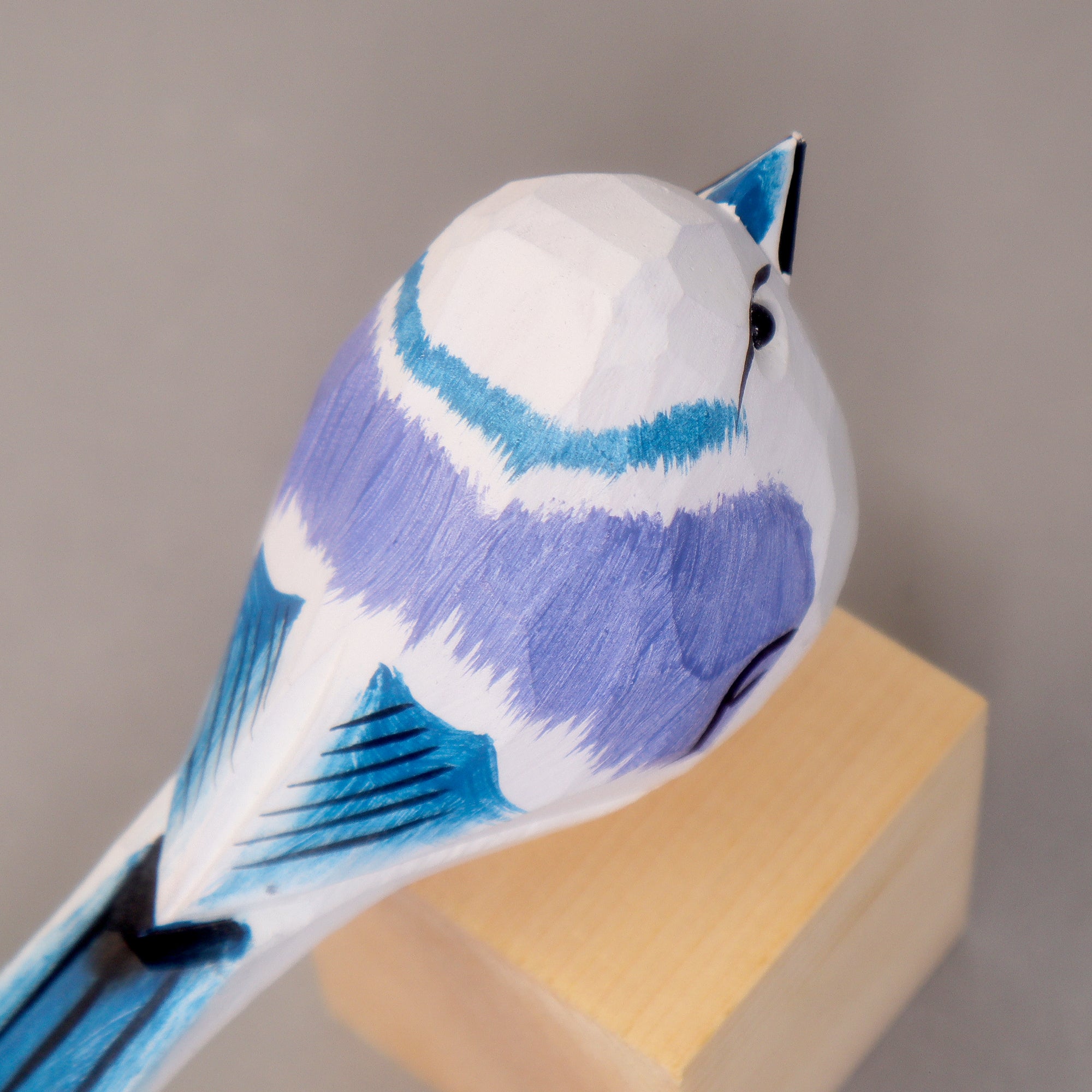 Hand-Carved Wooden Bird Figurine – White