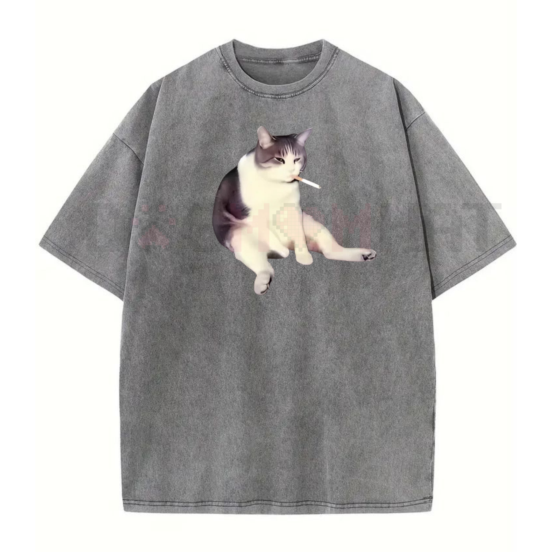 'Cat Smoke' Funny Animal Graphic Tee – Unisex Streetwear Shirt
