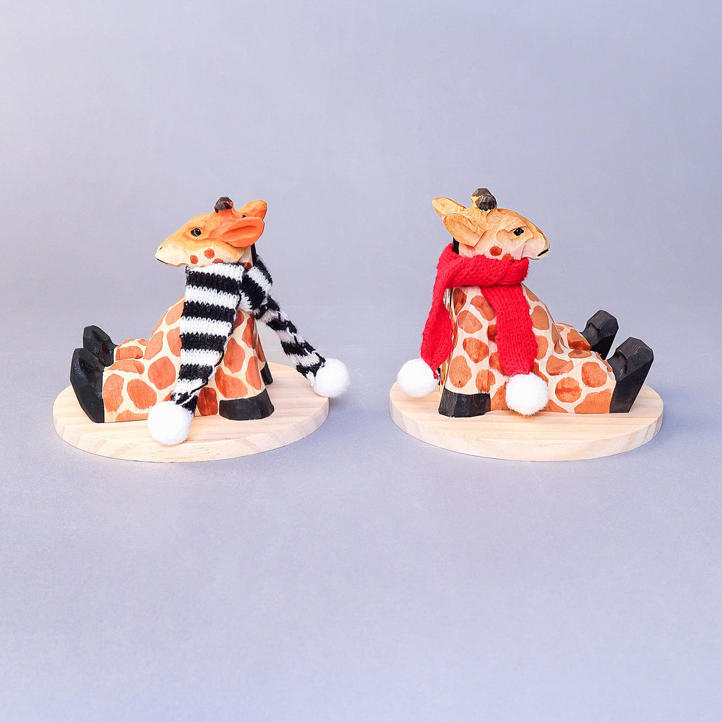 Handmade Wood-Carved Giraffe Cellphone Stand