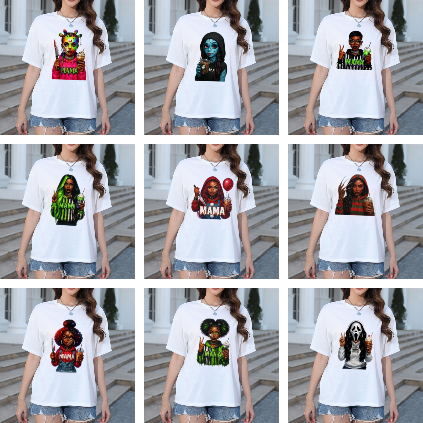Adult Halloween Shirt Transfers Bundle – DIY Heat Transfer Designs, Spooky Graphic Iron-Ons for T-Shirts