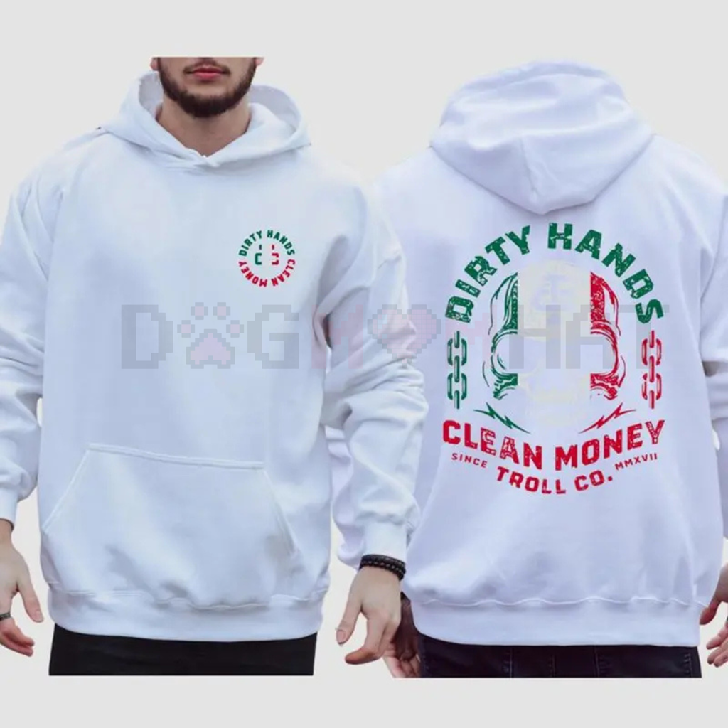 'Dirty Hand Clean Money' Mexican Flag Skull Hoodie
