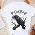 Funny "F-CAW-F" Crow T-Shirt – Black Bird Moon, Gothic Adult Humor, Vintage Streetwear, Women's Graphic Tee