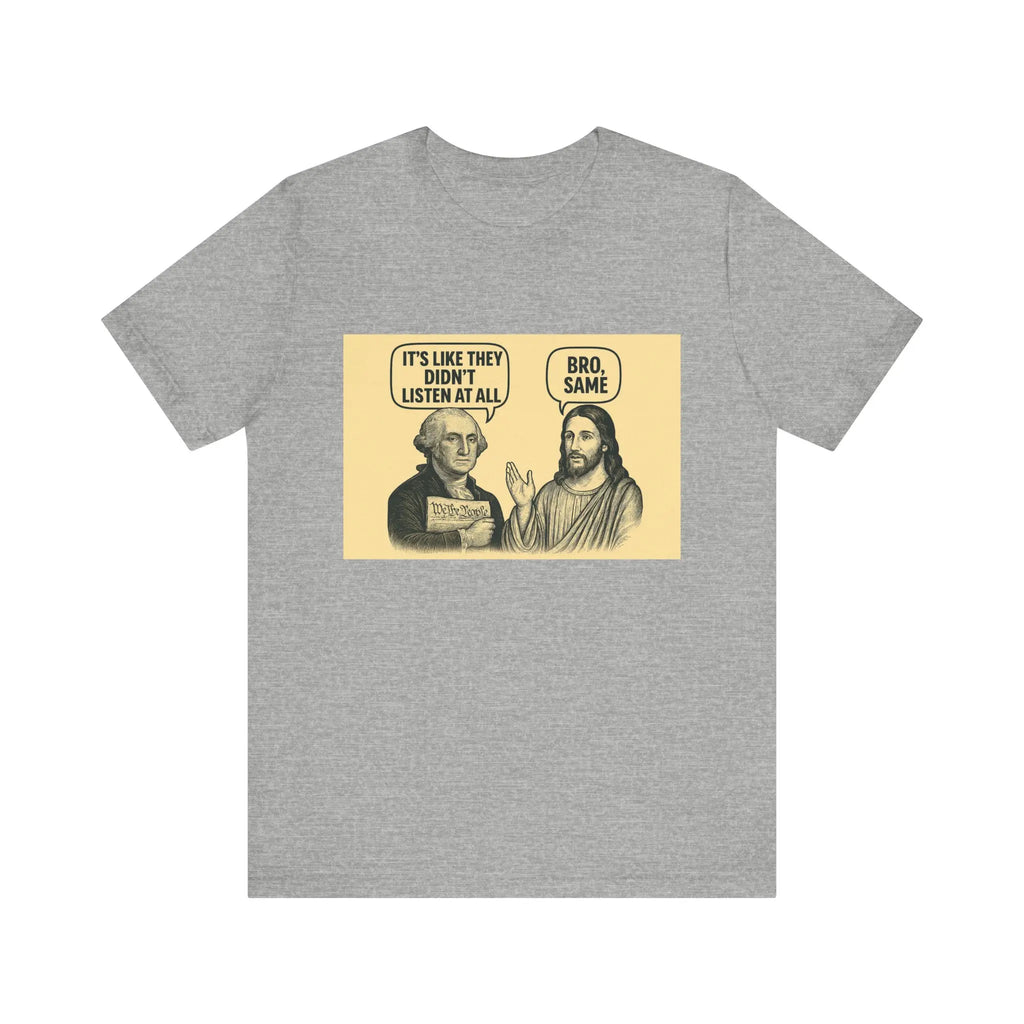 George and Jesus T-Shirt – Lighthearted USA-Inspired Graphic Tee, Unisex Retro Style Shirt for Men & Women