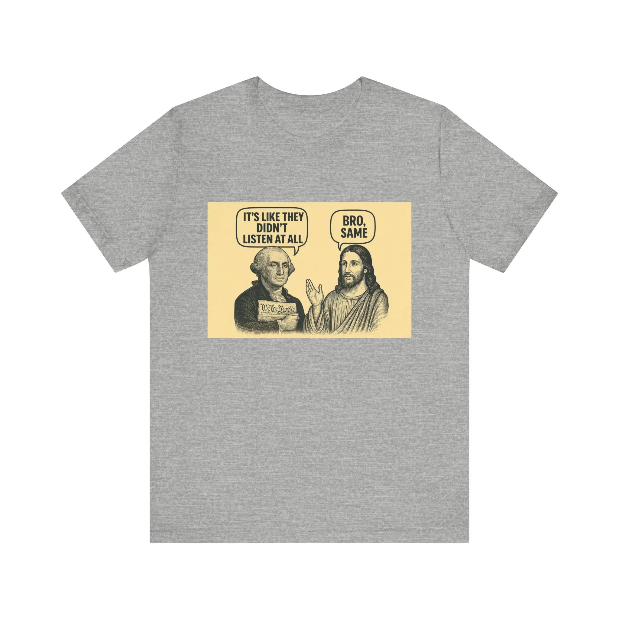 George and Jesus T-Shirt – Lighthearted USA-Inspired Graphic Tee, Unisex Retro Style Shirt for Men & Women