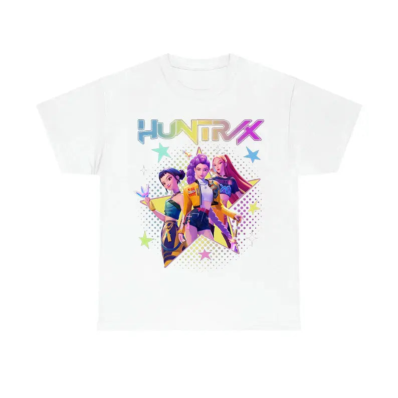 Huntrix Star Shirt – Kpop Huntrix Tee Featuring Mira, Rumi, Zoey & Derpy Tiger, Gift for Fans
