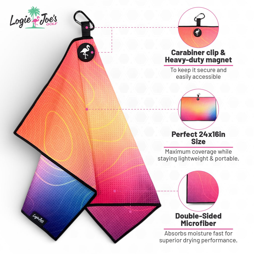 Northern Lights Golf Towel | Premium Double-Sided Microfiber | Heavy-Duty Magnetic Towel with Carabiner Clip | 24 x 16 in