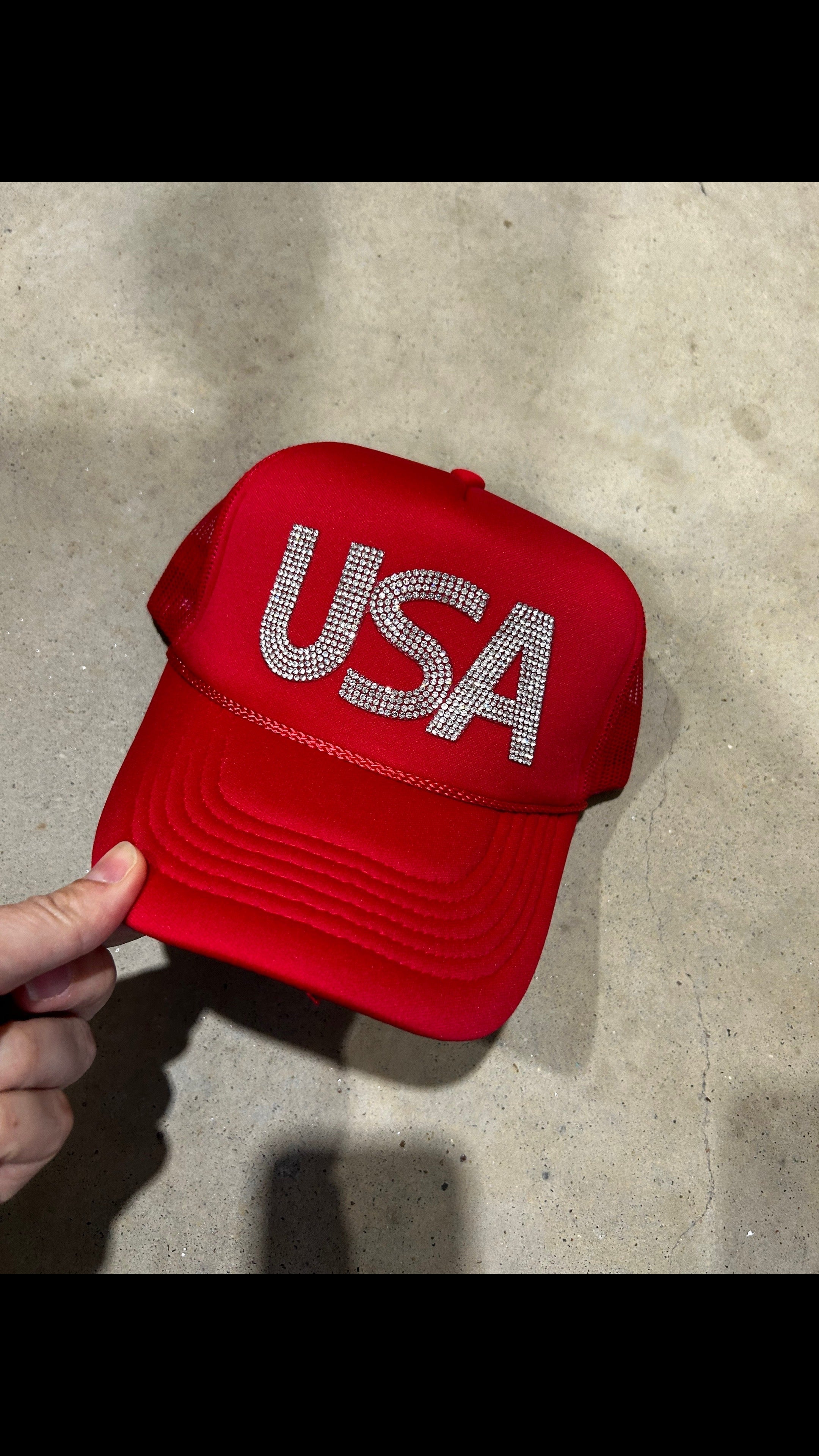 USA Rhinestone Trucker