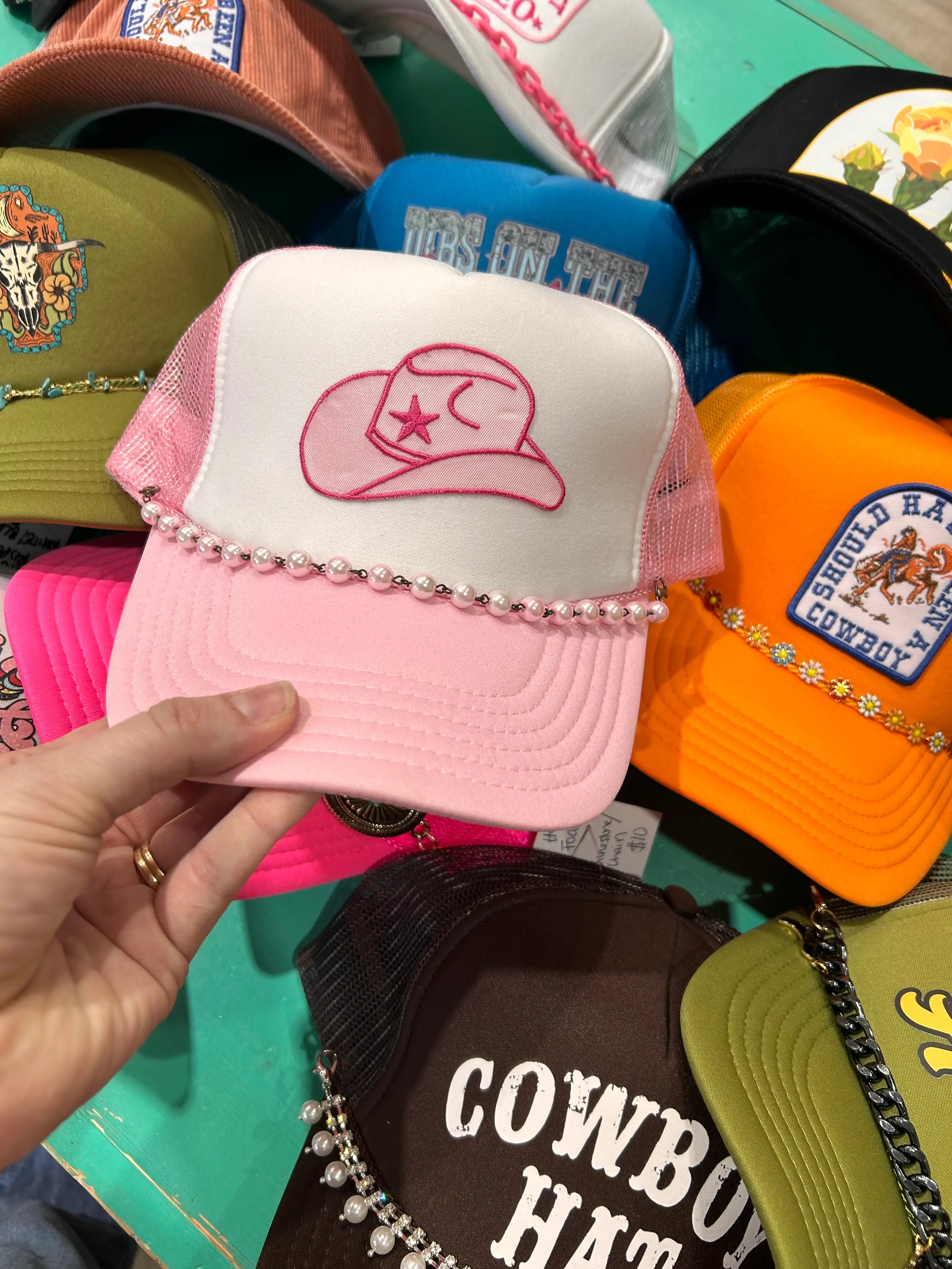 Light Pink Pearl Trucker Hat Chain