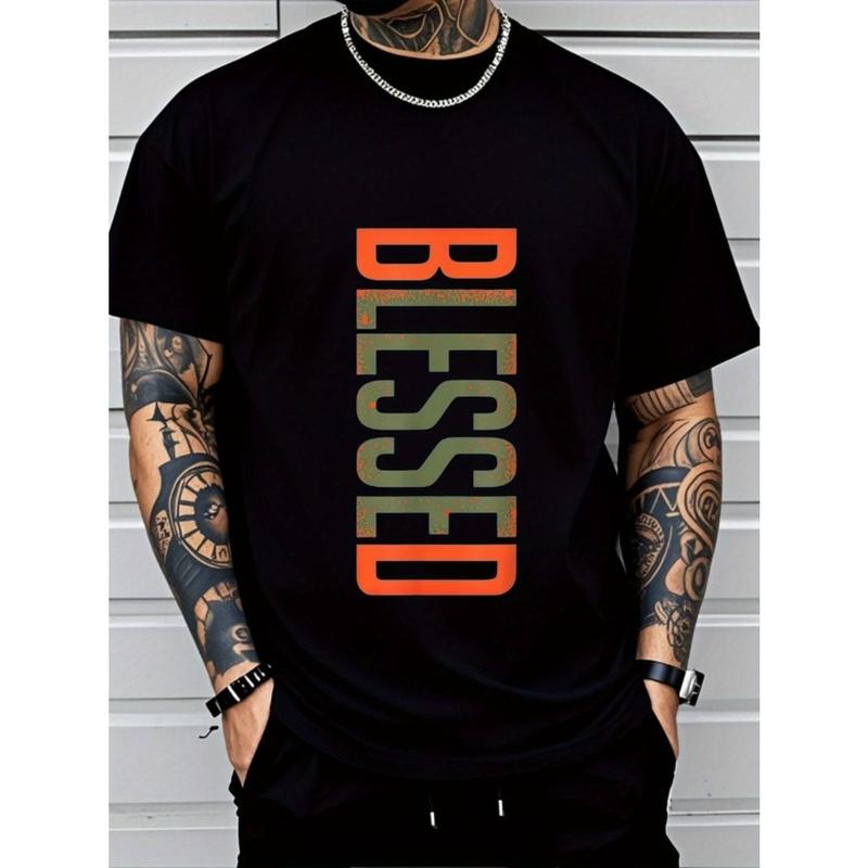 Men's Plus Size Geometric Crew Neck T-Shirt – Casual Short Sleeve Tee