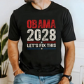 "Obama 2028 - Let's Fix This" Statement T-Shirt - Campaign-Ready Motif