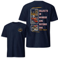 "Objects in Mirror" Firefighter T-Shirt – Vintage Fire Truck Graphic Tee, Soft Cotton Blend, Service Lifestyle Apparel