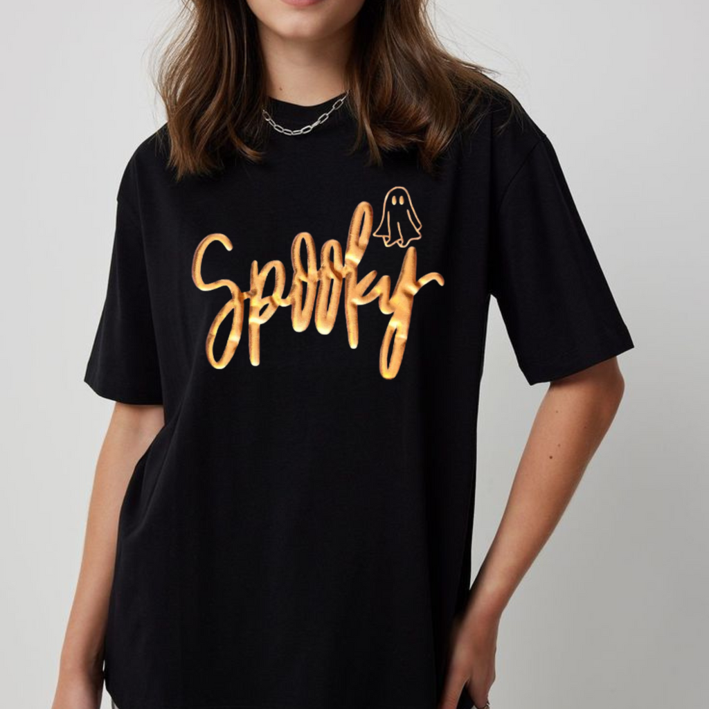 Orca Spooky Ghost T-Shirt - Comfort Colors Puff Print Halloween Tee