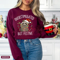 "Overstimulated But Festive" Racoon Christmas Sweatshirt