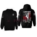 Patriotic Lineman USA Flag Work Hoodie