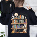 "Reading Ghost" Halloween Sweatshirt - Front & Back Teacher Boo Tee