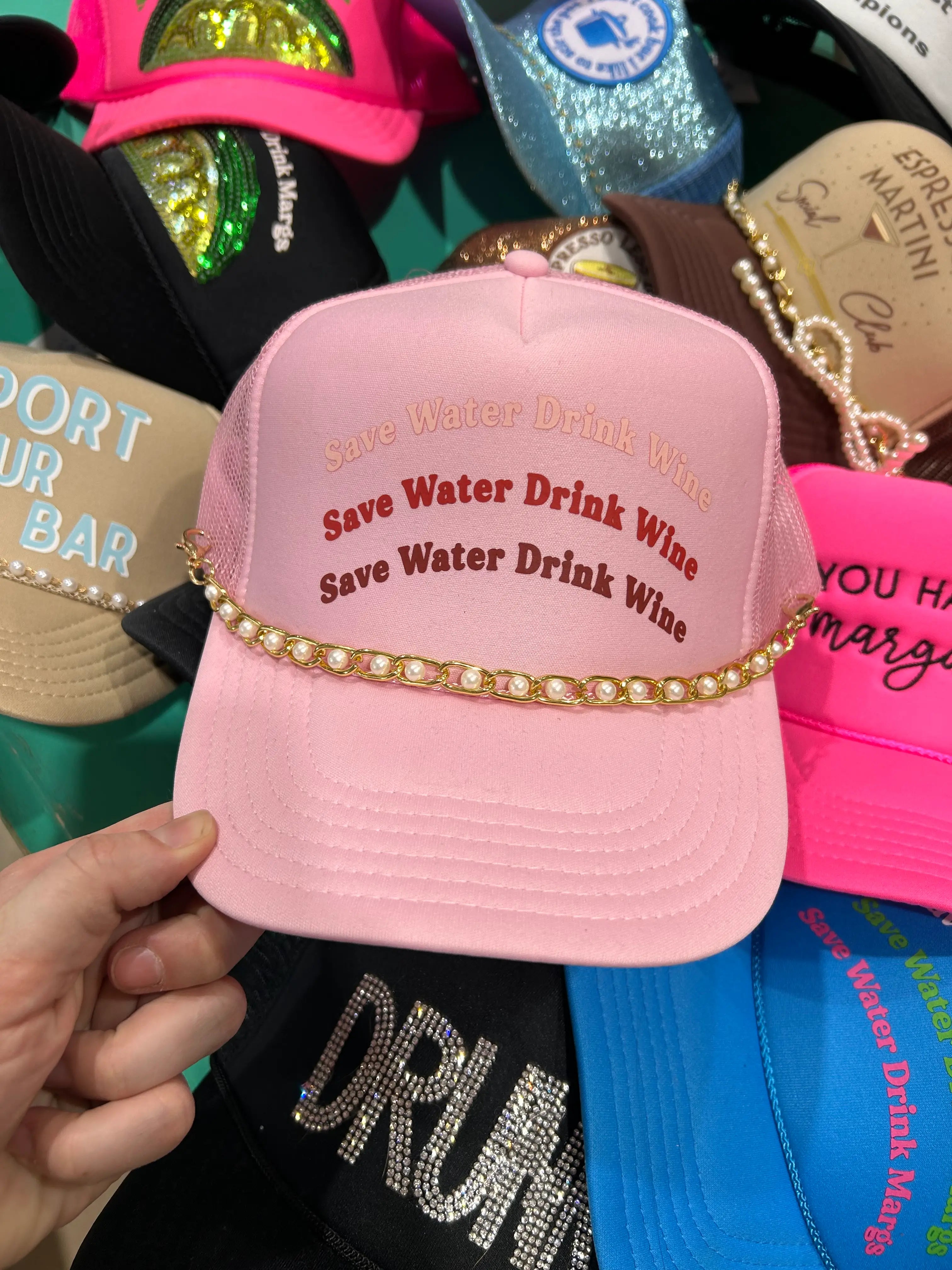 Save Water Drink Wine Trucker