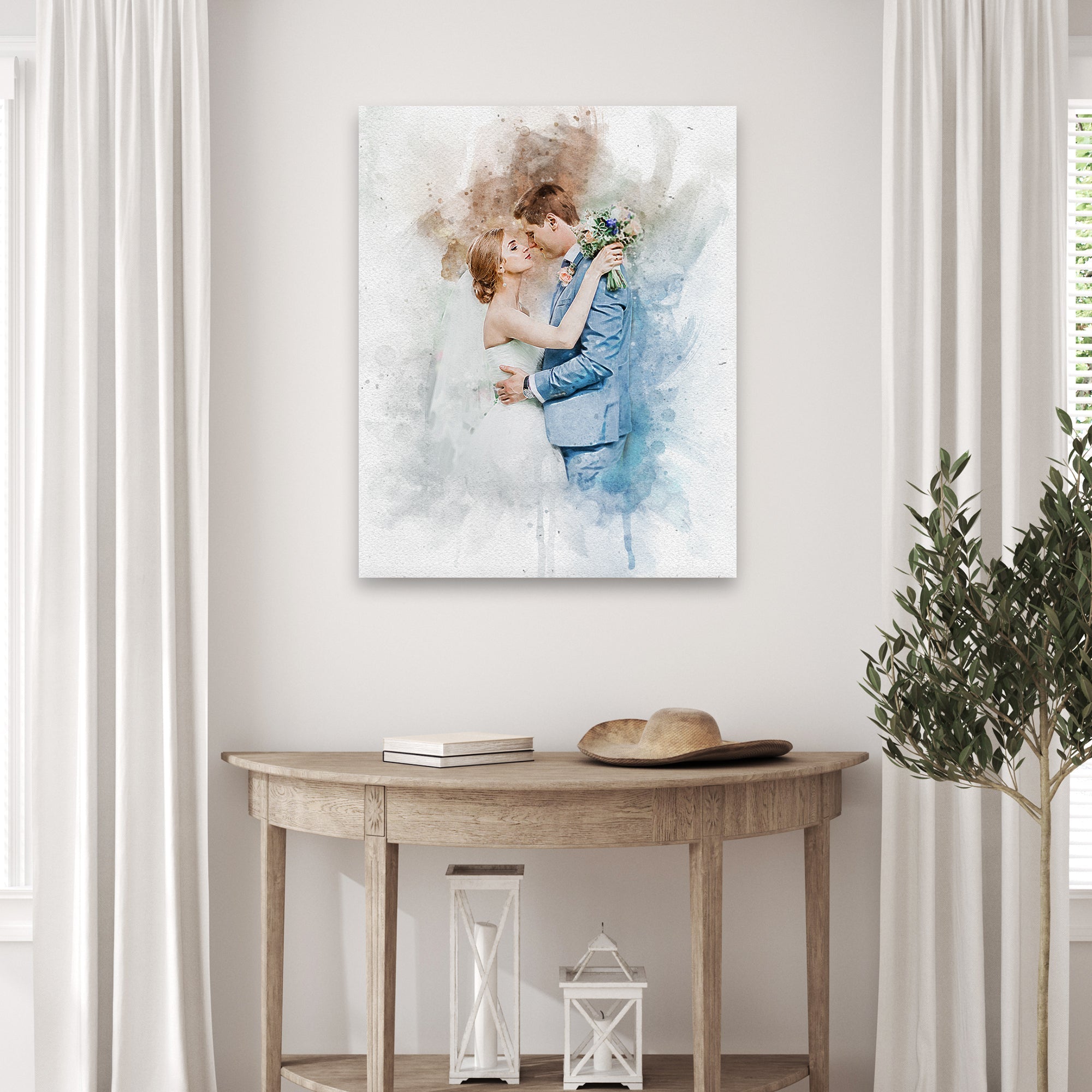 Wedding Watercolor Portrait Sign
