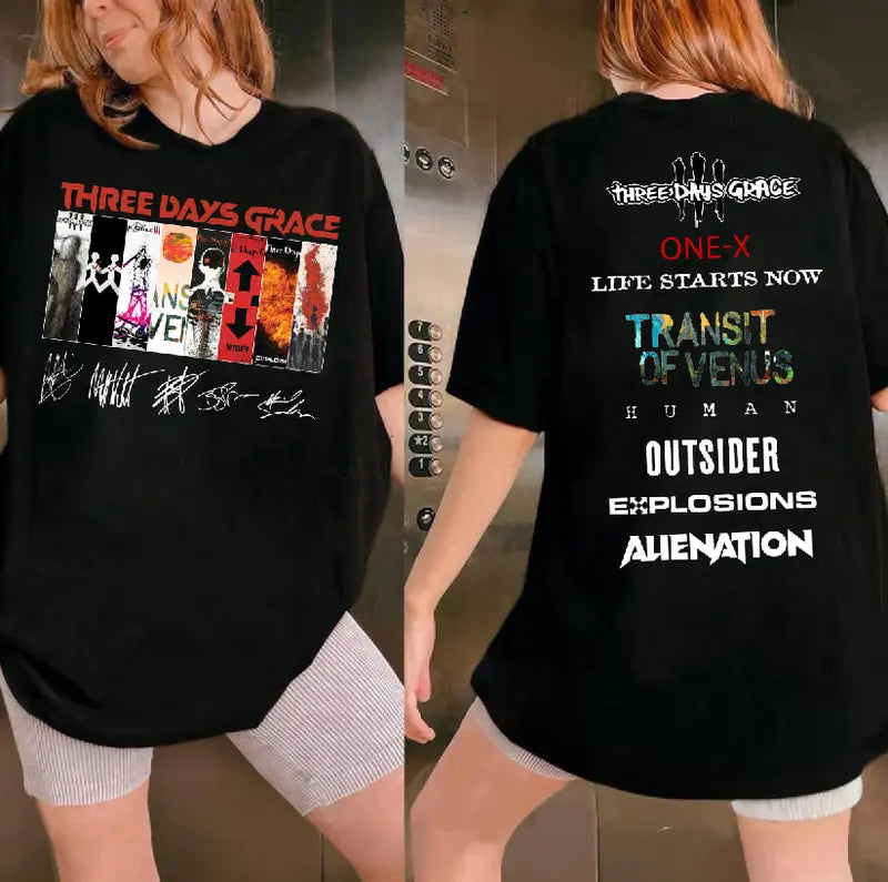 Three Days Grace 2 Sided Album T-Shirt – Rock Band Tee