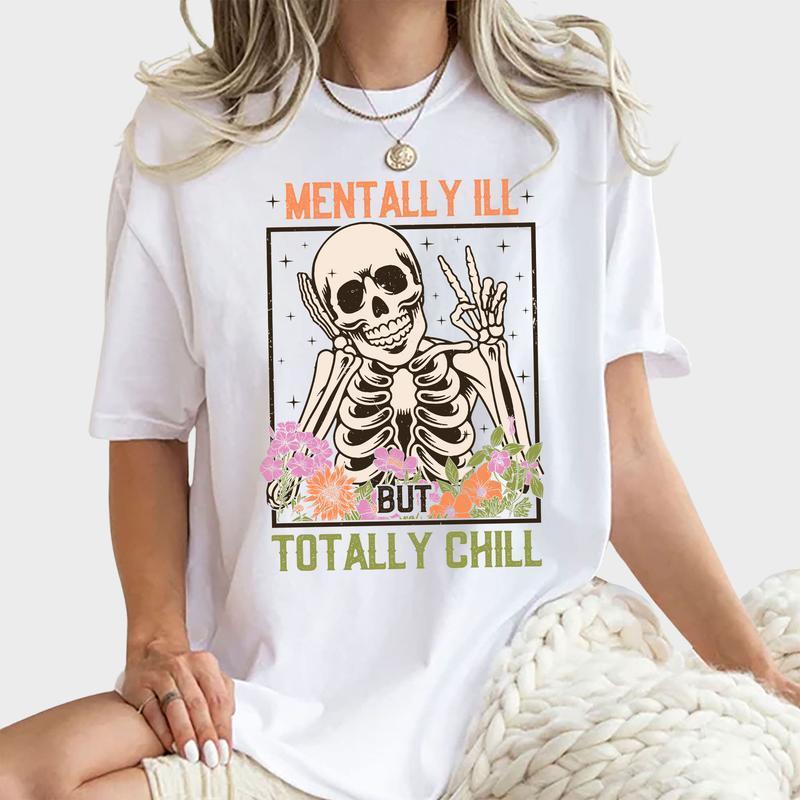 Totally Chill But Slightly Chaotic T-Shirt – Funny Unisex Graphic Tee, Casual Humor Cotton Top
