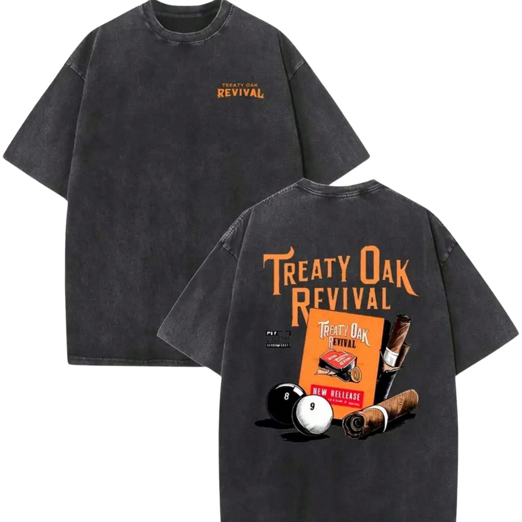 Treaty Oak Revival 230G Washed Cotton T-Shirt - Men's Casual Graphic Tee