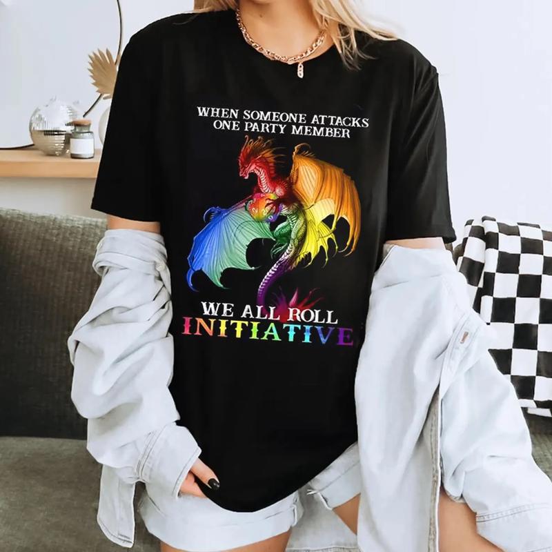 When Someone Attacks One Party Member T-Shirt – Unisex Human Rights Tee with RPG-Inspired “We All Roll for Initiative” Graphic