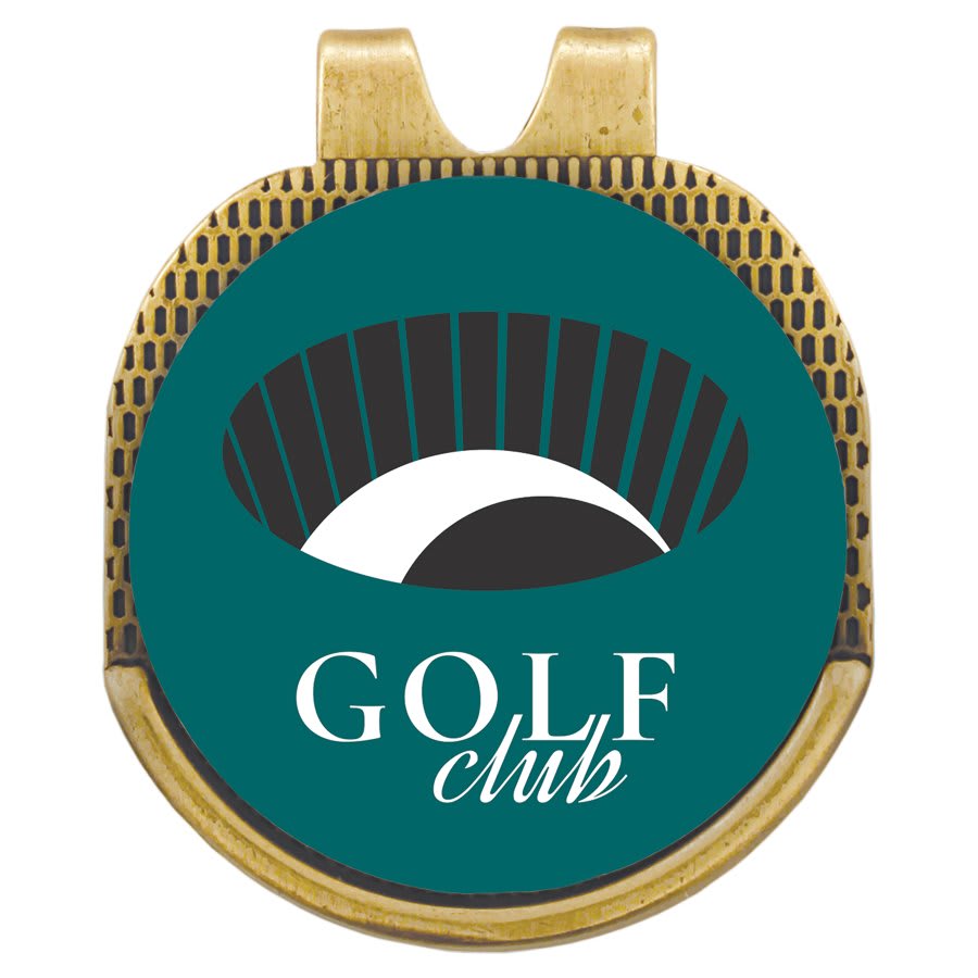 Custom Printed Golf Ball Marker and Antique Finish Hat Clip