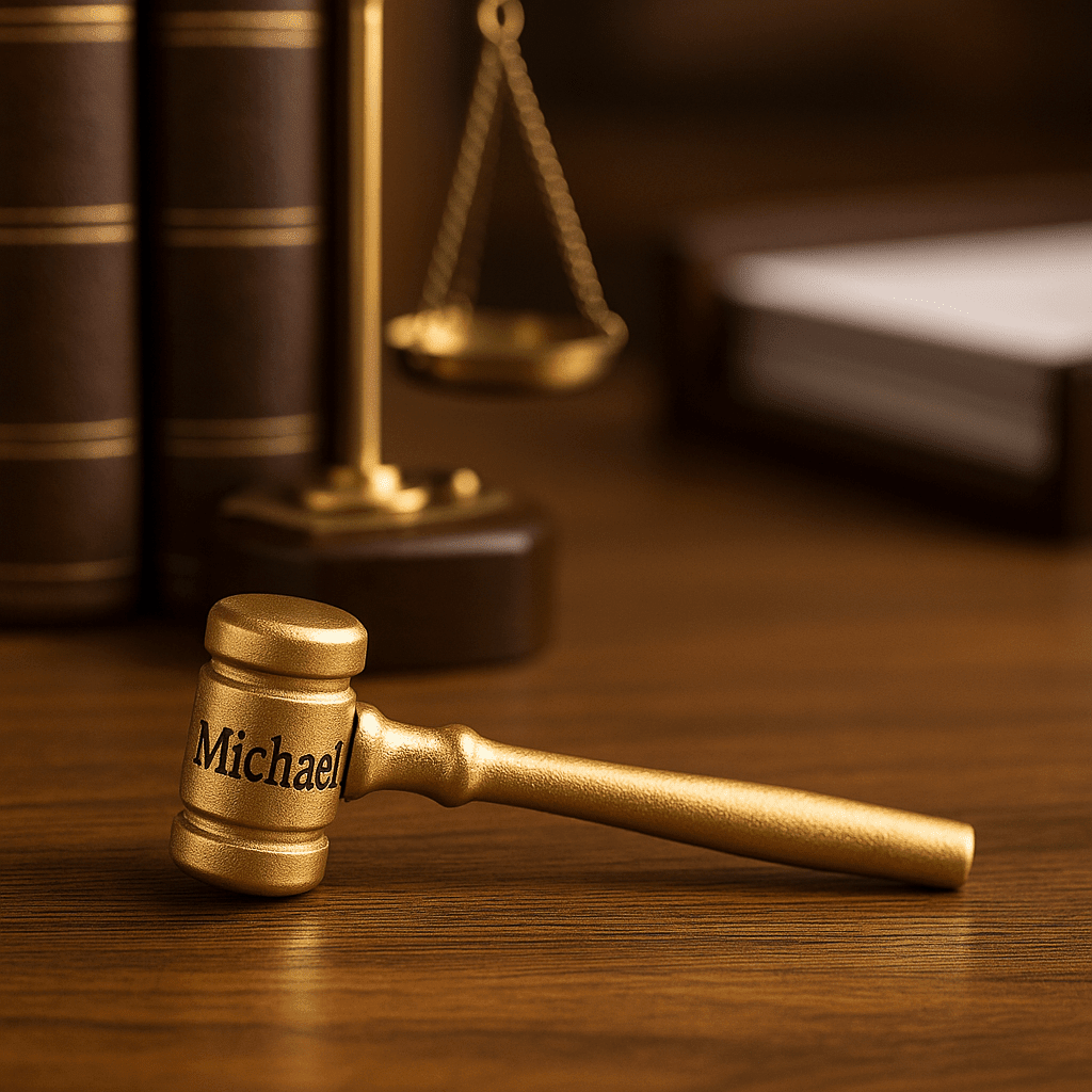 Engraved Mini Wooden Judge’s Gavel – Personalized Desk Prop