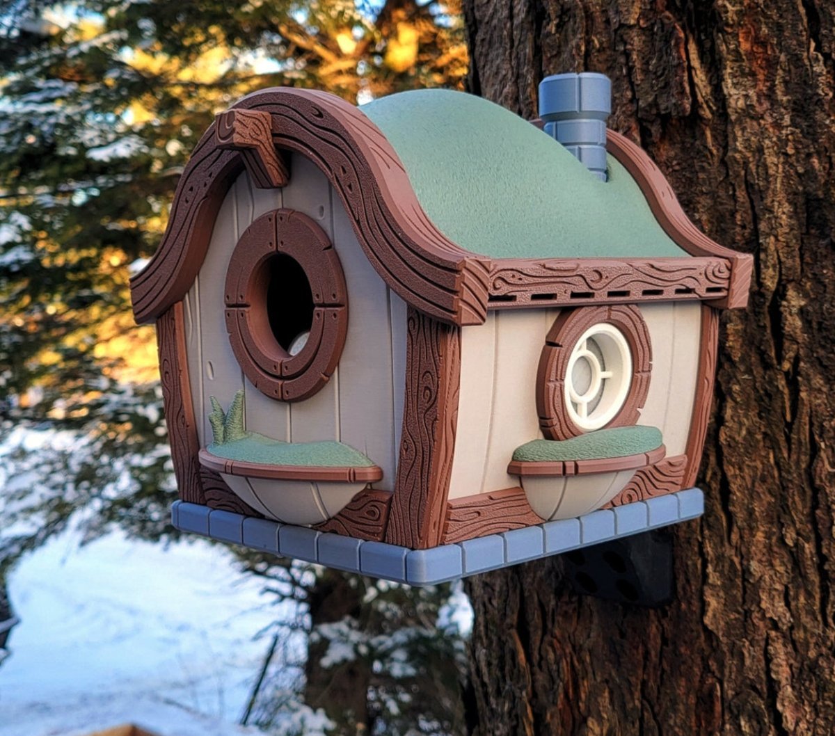 Hobbit Hole Birdhouse 🏡🕊️ – Whimsical Garden Decor with Optional Blink Cam Mount