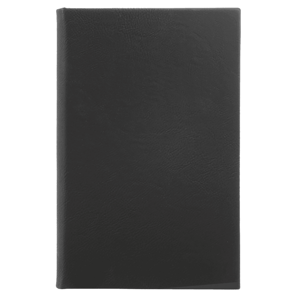 Notebook - Engravable Leatherette Bound With Ribbon Bookmark 5 3/8" x 8 1/4" - 3 Colors