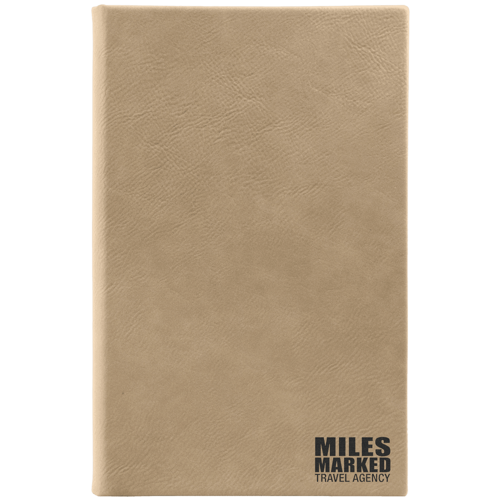 Notebook - Engravable Leatherette Bound With Ribbon Bookmark 5 3/8" x 8 1/4" - 3 Colors