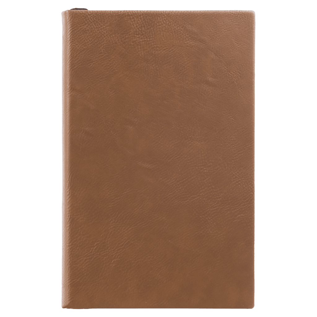 Notebook - Engravable Leatherette Bound With Ribbon Bookmark 5 3/8" x 8 1/4" - 3 Colors