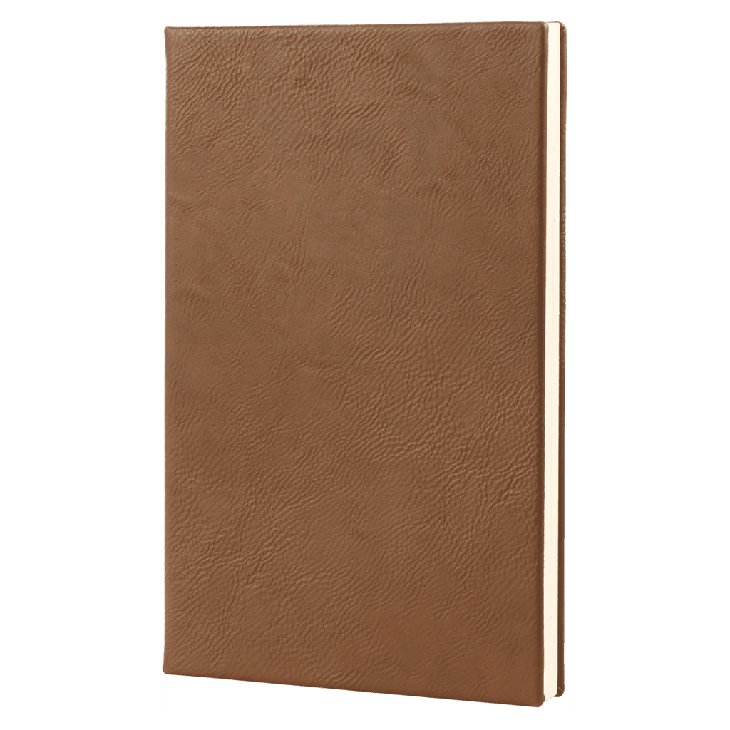 Notebook - Engravable Leatherette Bound With Ribbon Bookmark 5 3/8" x 8 1/4" - 3 Colors