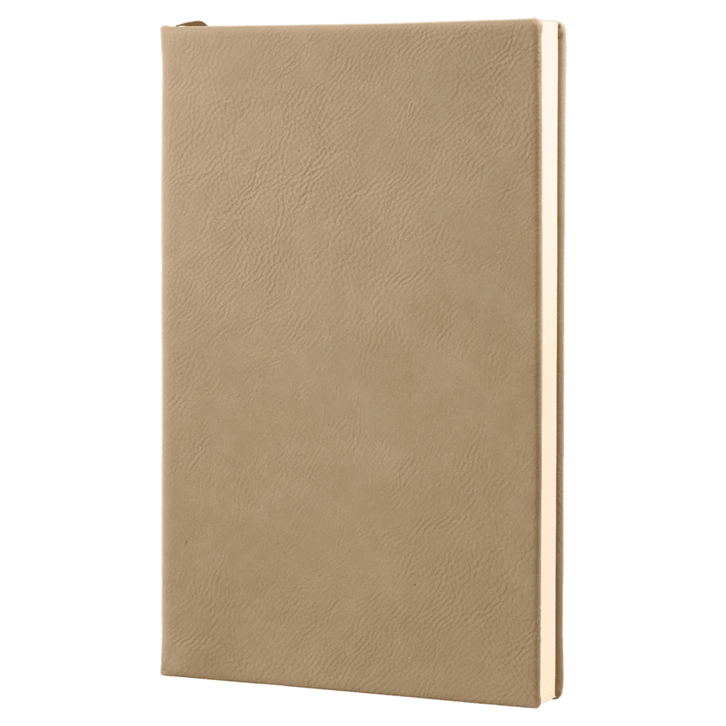 Notebook - Engravable Leatherette Bound With Ribbon Bookmark 5 3/8" x 8 1/4" - 3 Colors